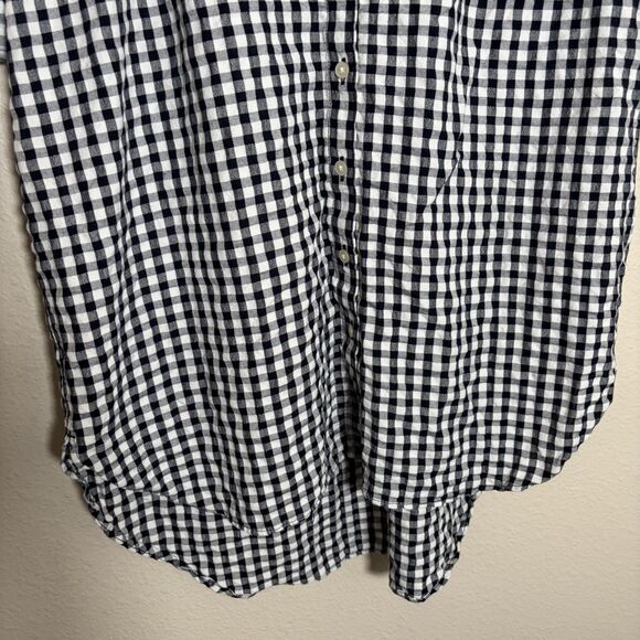 Loft Blouse Women's Small Gingham V-Neck Collared Button Up Solid Shirt Top - Picture 3 of 8
